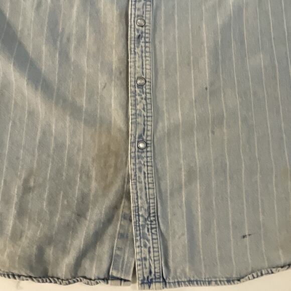 Justin Boots XL Denim Shirt Is Railroad Pinstripe Shacket Western Cowboy Snap - Picture 4 of 16